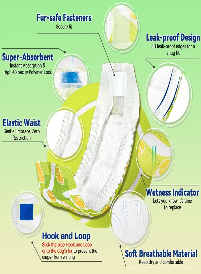 دونو حفاضات دونو للكلاب الذكور، 60 حفاضة، حفاضات استخدام مرة واحدة مانعة للانزلاق، حفاضات فائقة الامتصاص للجراء بتقنية التجفيف السريع، مؤشر للبلل، حفاضات بامبرز مانعة للتسرب، مقاس صغير جدًا - Image 3
